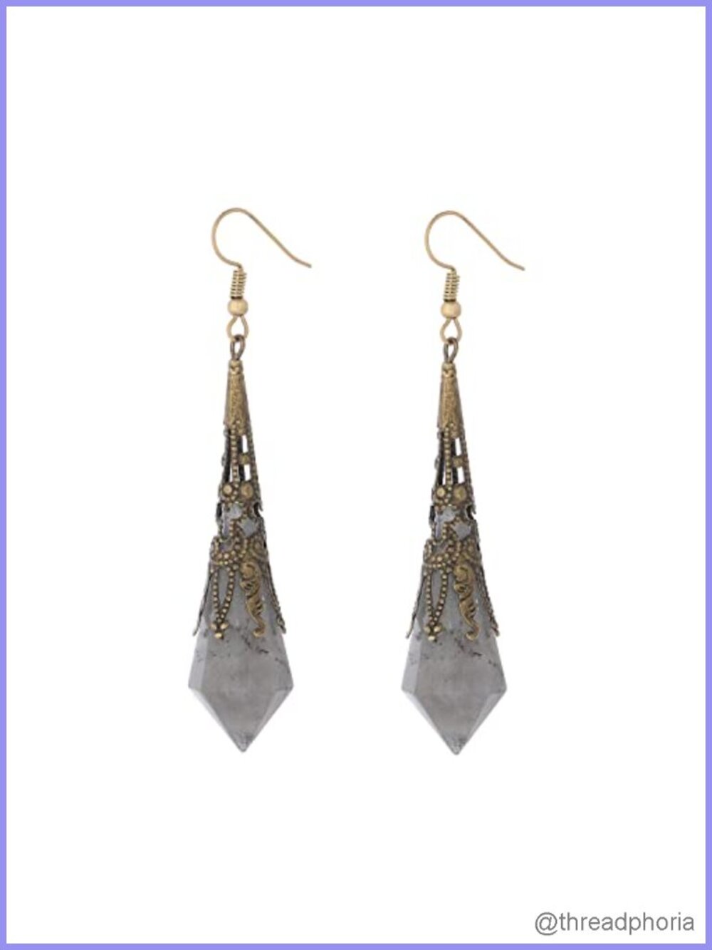Natural Labradorite Dangle Drop Earrings Hypoallergenic Vintage Filigree